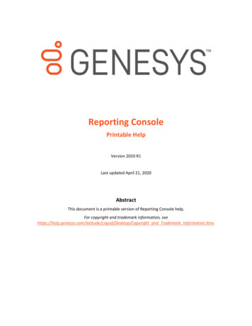 Reporting Console - Help.genesys 
