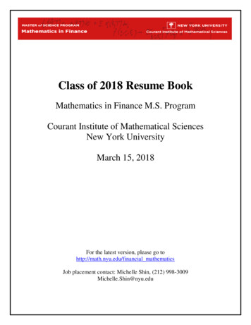 Class Of 2018 Resume Book - New York University
