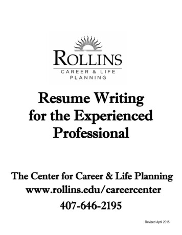 Resume Writing For The Experienced Professional