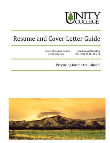 Resume And Cover Letter Guide - Unity College