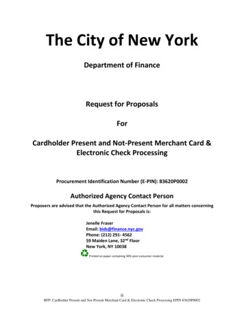 RFP Cardholder Merchant Card Electronic Check Processing