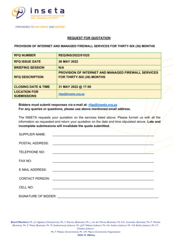 Request For Quotation Provision Of Internet And Managed Firewall .