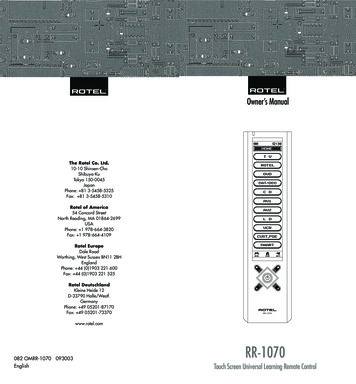 RR-1070 Manual - 2 - Rotel