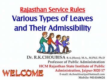 Rajasthan Service Rules Various Types Of Leaves And Their .