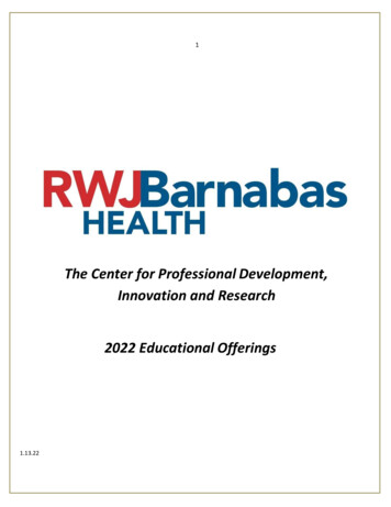 The Center For Professional Development . - RWJBarnabas Health