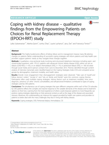 Coping With Kidney Disease – Qualitative Findings From The .