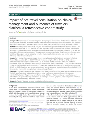Impact Of Pre-travel Consultation On Clinical Management .