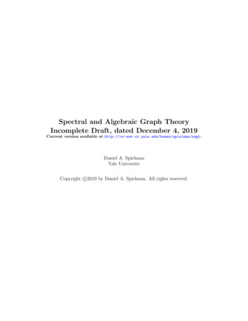 Spectral And Algebraic Graph Theory