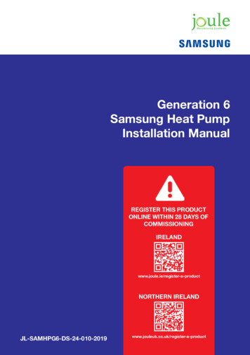 Generation 6 Samsung Heat Pump Installation Manual