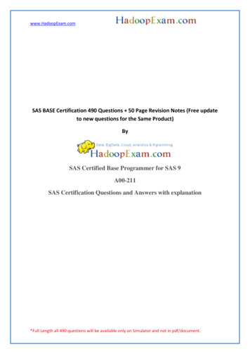 SAS Certified Base Programmer For SAS 9 A00-211 SAS .