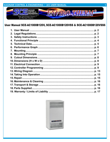 User Manual SCE-AC1000B120V, SCE-AC1000B120VSS & SCE . - Saginaw Control