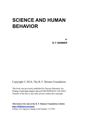 SCIENCE AND HUMAN BEHAVIOR - B. F. Skinner Foundation