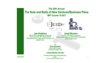 The 25th Annual The Nuts And Bolts Of New Ventures/Business Plans