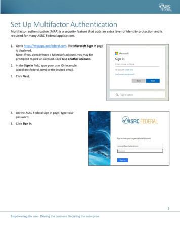 Set Up Multifactor Authentication - ASRC Federal