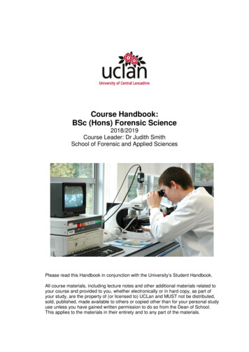 Course Handbook: BSc (Hons) Forensic Science