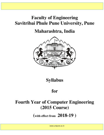 Faculty Of Engineering Savitribai Phule Pune University .