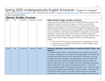 Page 1 Spring 2022 Undergraduate English Schedule **subject To Change**