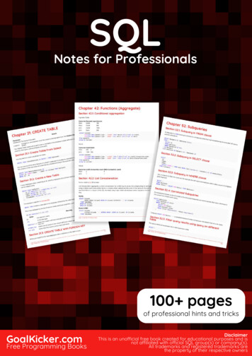 SQL Notes For Professionals - Free Programming Books
