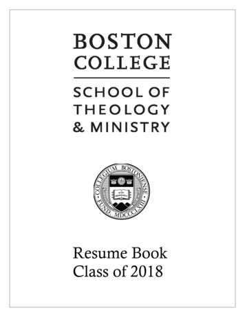 Resume Book Class Of 2018 - Boston College