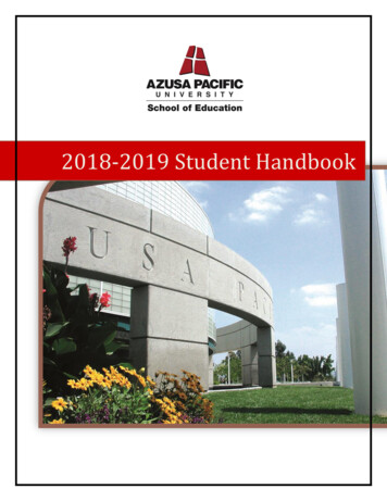 2018-2019 Student Handbook - Azusa Pacific University