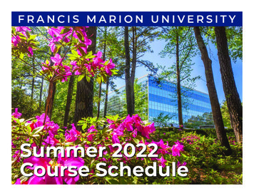 Summer 2022 Course Schedule - Francis Marion University