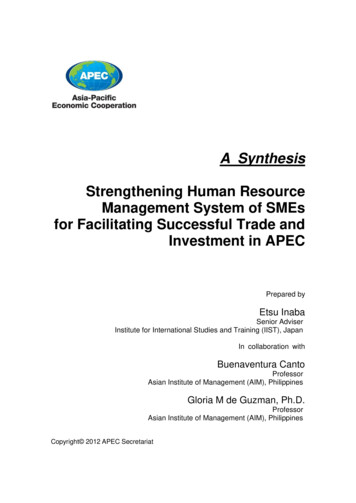 Strengthening Human Resource Management System Of SMEs For Facilitating .
