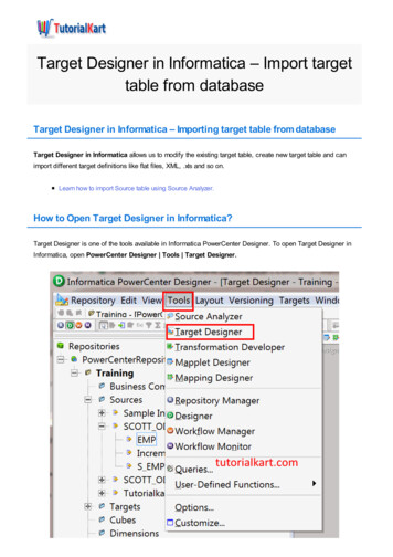 Target Designer In Informatica - Import Target Table From .