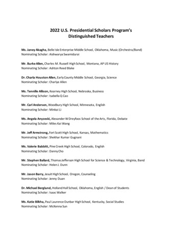 2022 U.S. Presidential Scholars Program's Distinguished Teachers (PDF)