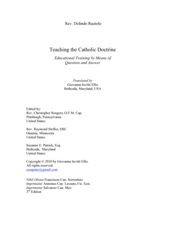 Teaching The Catholic Doctrine - Dolindo