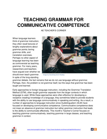 Teaching Grammar For Communicative Competence