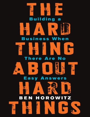 The Hard Thing About Hard Things: Building A Business 