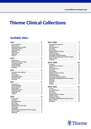 Thieme Clinical Collections - Titles