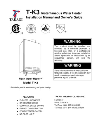 T-K3 Instantaneous Water Heater Installation Manual And Owner . - Yahoo!