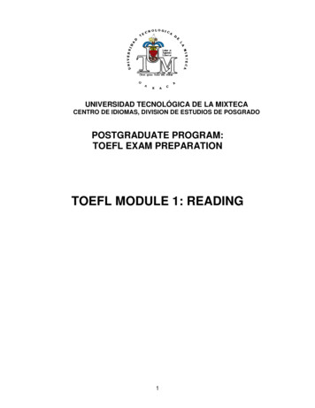 TOEFL MODULE 1: READING