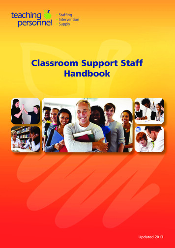 Classroom Support Staff Handbook - Teaching Personnel