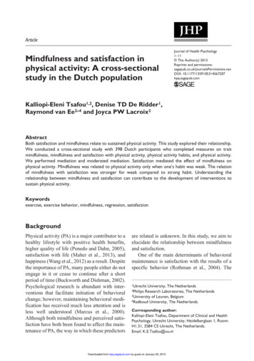 Mindfulness And Satisfaction In Physical Activity: A Cross .