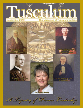 'A Tapestry Of Pioneer Leadership' - Tusculum.edu
