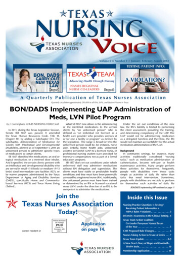 BON/DADS Implementing UAP Administration Of Meds, LVN Pilot Program