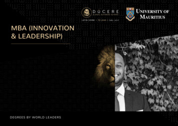 Mba (Innovation & Leadership)