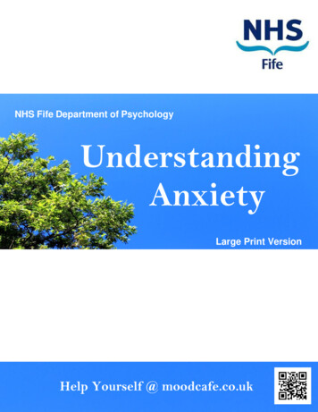 NHS Fife Department Of Psychology Understanding Anxiety