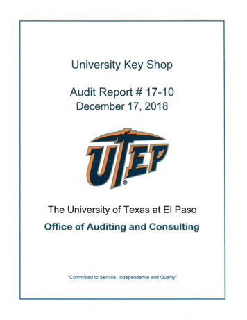 University Key Shop Audit Report# 17-10