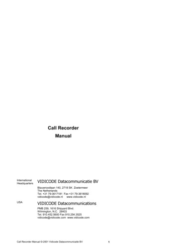Call Recorder Manual - Textfiles 