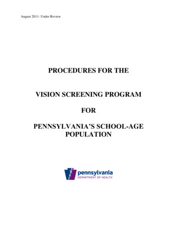 Procedures For The Vision Screening Program For