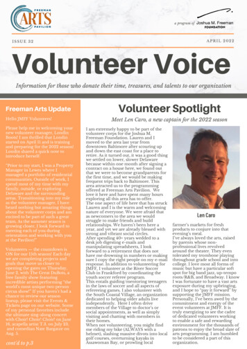 Volunteer Newsletter No 32 - Freemanarts 