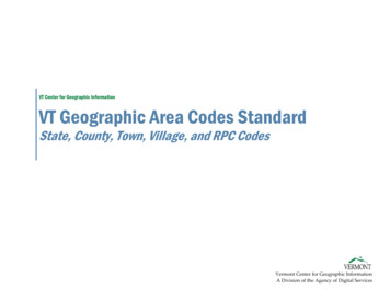VT Geographic Area Codes Standard - Vermont