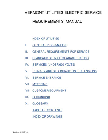 Vermont Utilities Electric Service Requirements Manual
