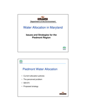 Water Allocation In Maryland - Mde.state.md.us