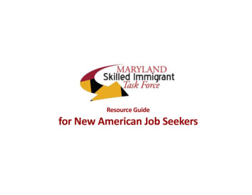 Resource Guide For New American Job Seekers - Maryland