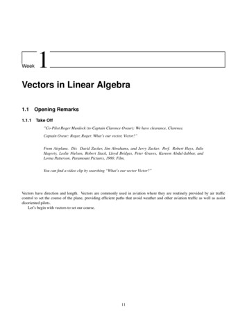 Vectors In Linear Algebra - Department Of Computer Science