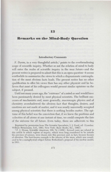 13 Remarks On The Mind-Body Question